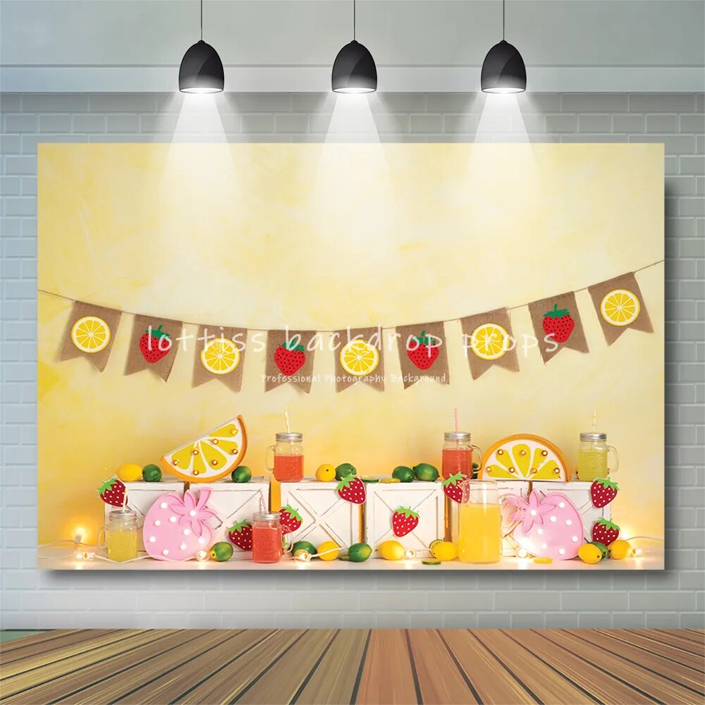 Leamon Shop Photography Backdrop Kids Cake Smash Props Baby Shower Fruits Store Photo Background For Photo Studio