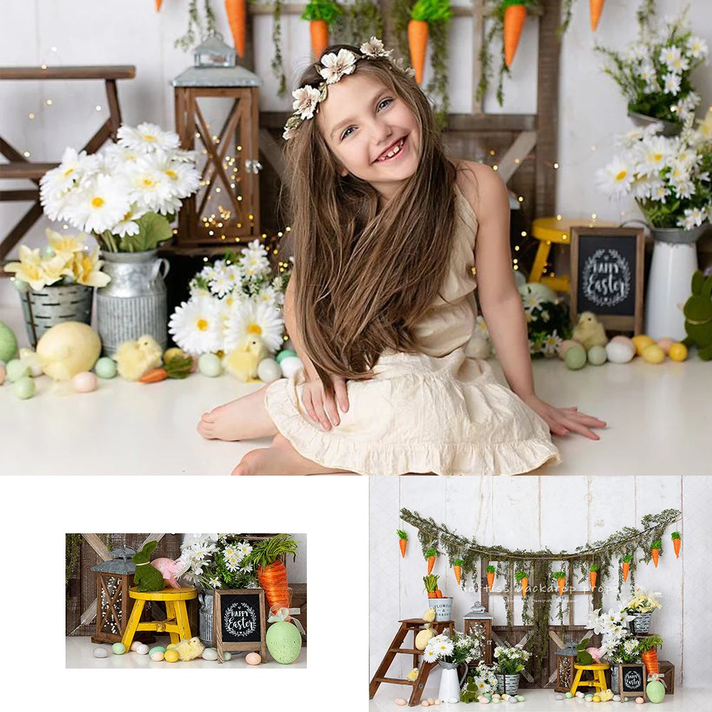 Easter Carrot Barn Door Backdrops Kids Baby Photography Child Adult Photocall Decors Festival Backgrounds