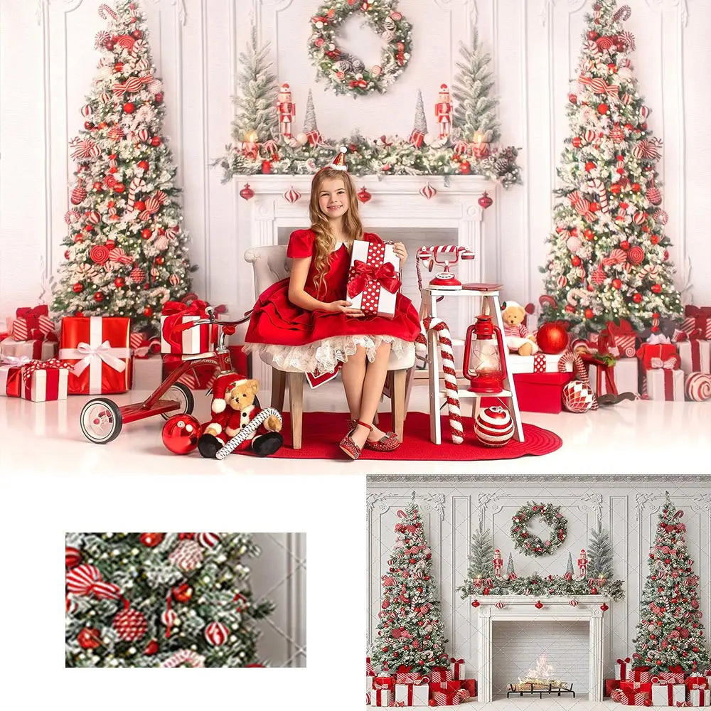 Christmas Classic Wall Backdrop Kids Baby Cake Smash Photography Props Child Adult Birthday Fireplace Studio Backgrounds