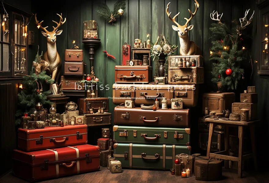 Christmas Deer Santas Room Backdrop Kids Adult Photography Props Child Baby Photocall Decors Xmas House Festival Background