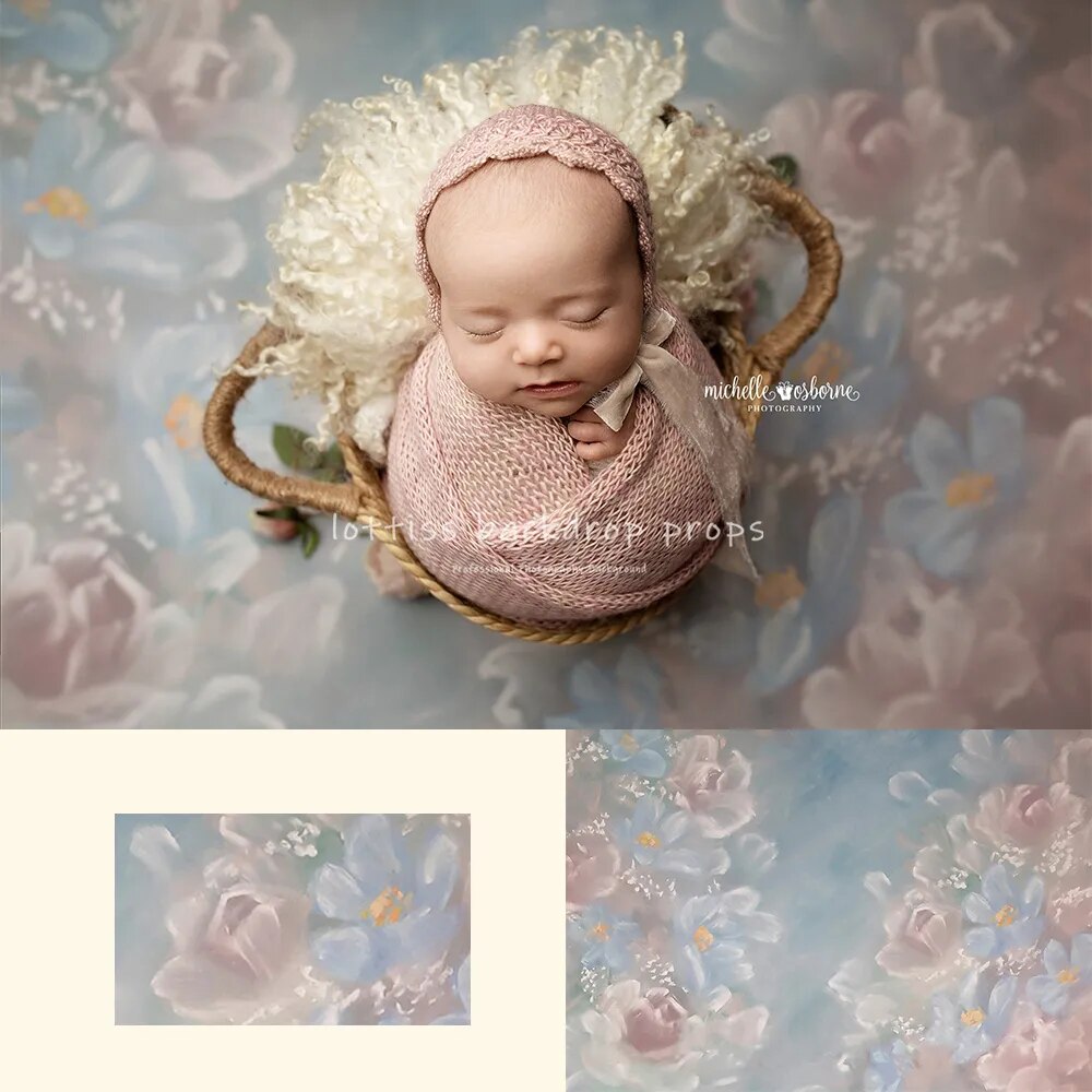 Solid Color Kids Photography Backdrop Art Floral Baby Child Newborn Cake Birthday Props Abstract Hand Painted Flower Background