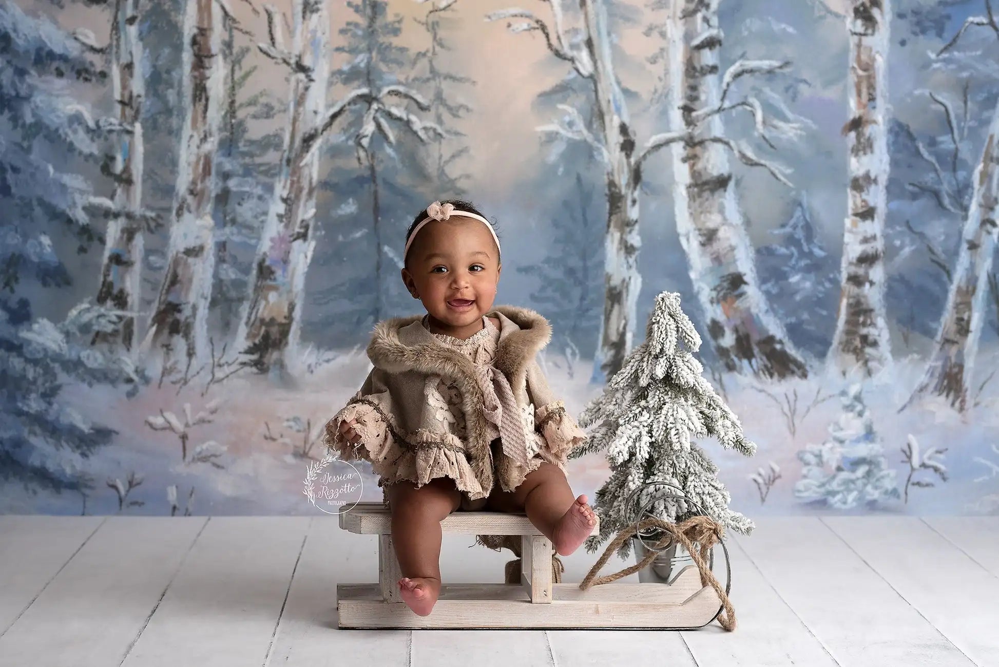 Winter Evening Photography Backdrop Forest Kids Baby Cake Smash Photocall Decors Child Adult Birthday Studio Backgrounds