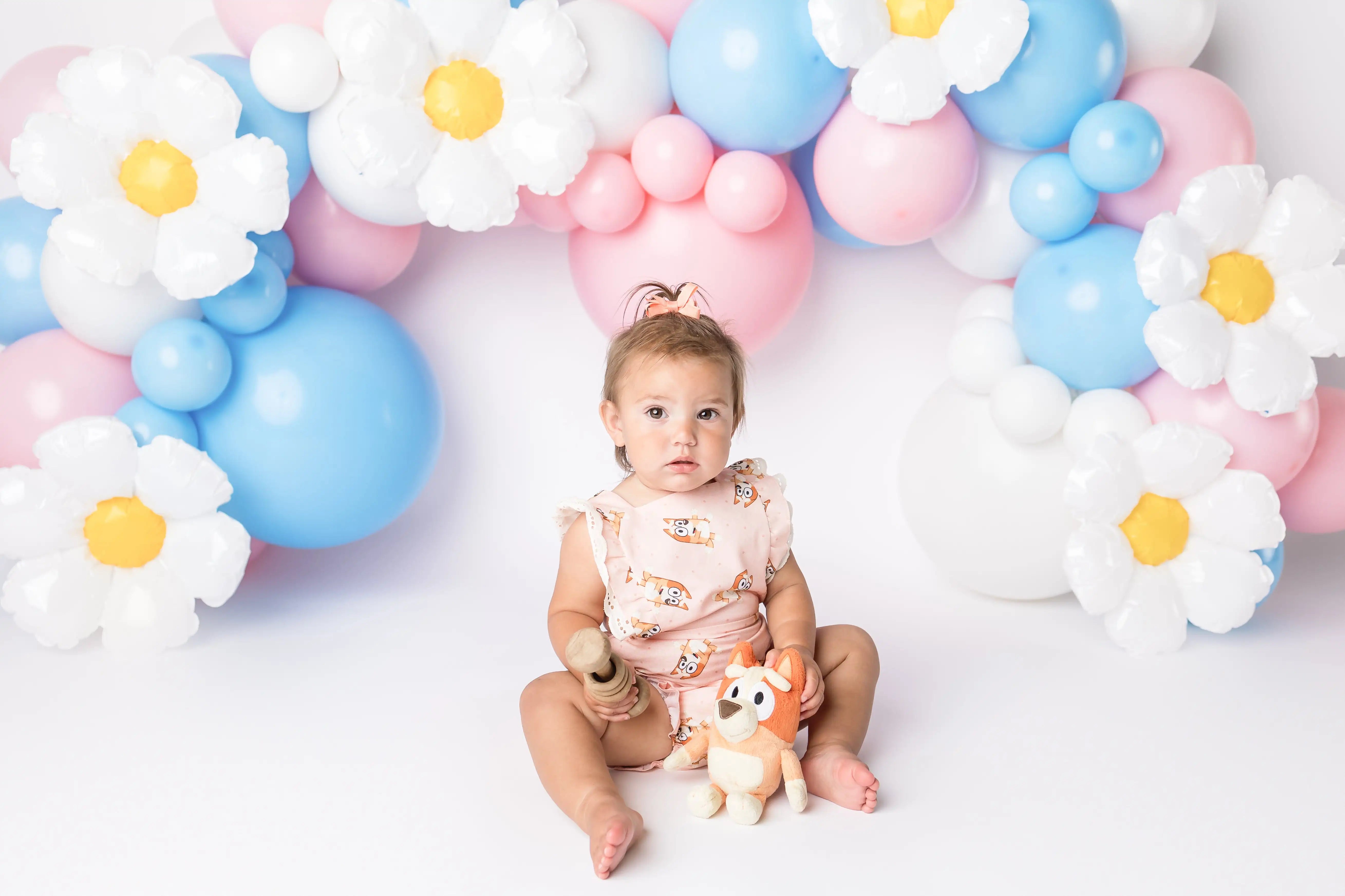 Daisies With Pink Blue Balloons Photography Backdrop Kids Baby Cake Smash Photocall Decors Child Adult Studio Backgrounds