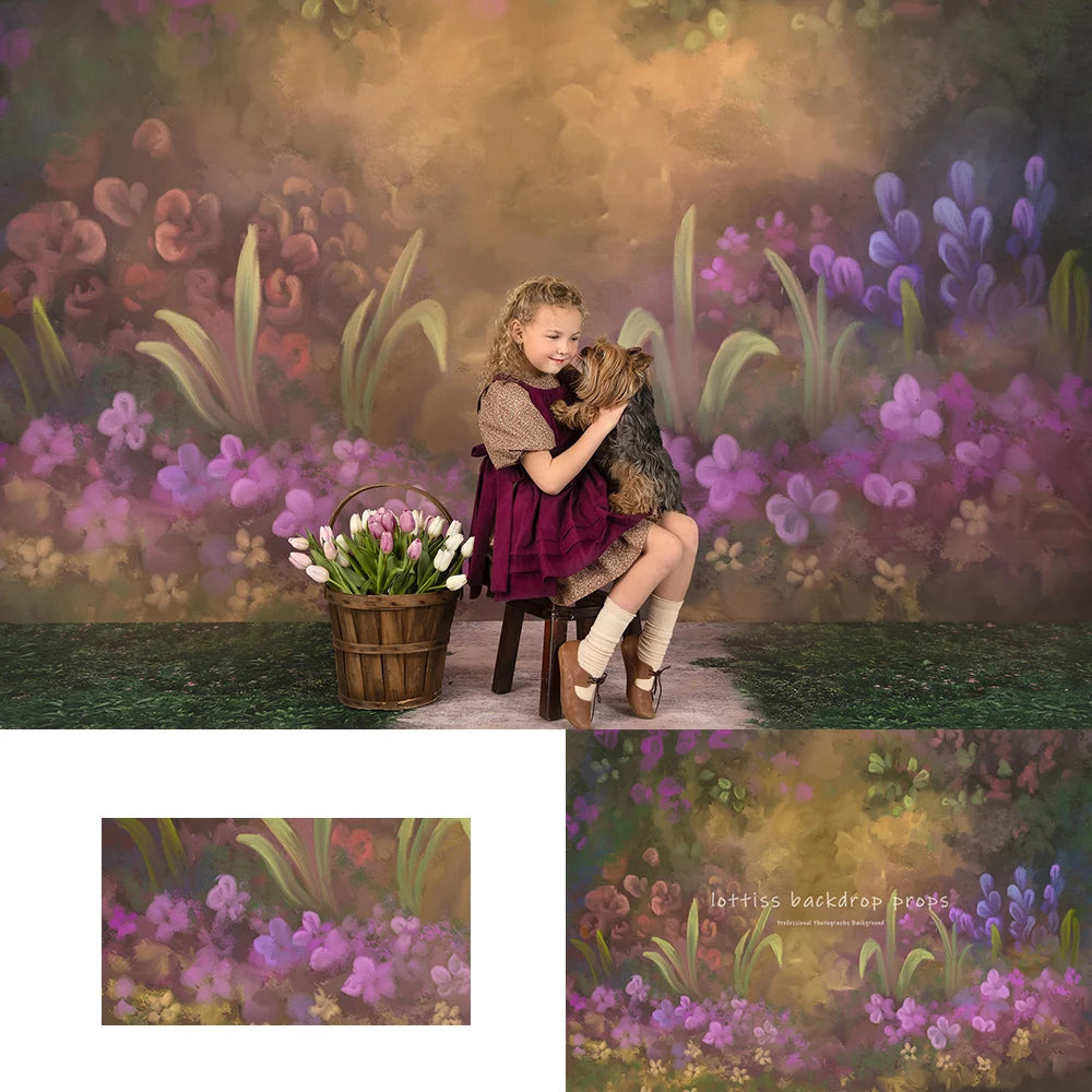 Garden Blooms Backdrops Kids Adult Photography Props Child Baby Photocall Decors Birthday Cake Smash Photo Backgrounds