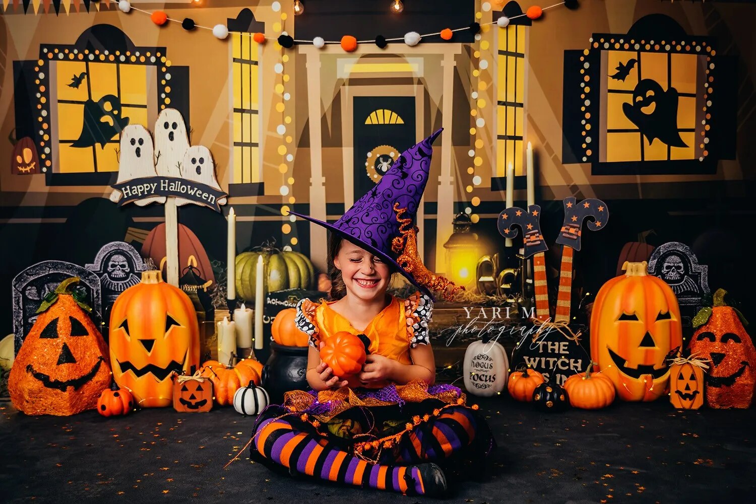 Halloween Haunts House Backdrops Child Baby Photography Props Adult Party Birthday Decors Autumn Pumpkin Lantern Background