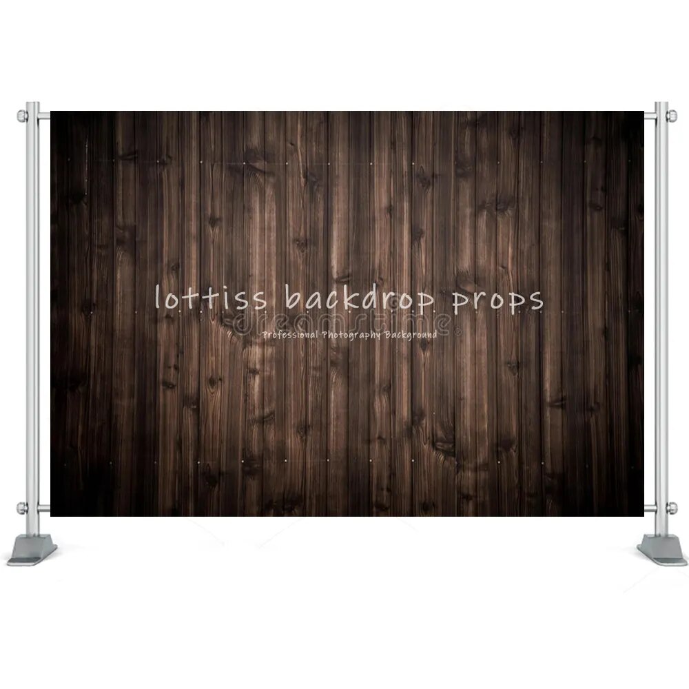 Dark Brown Wood Board Background Series-One For Photography Baby Birthday Party Kids Portrait Rustic Planks Backdrop Cloth