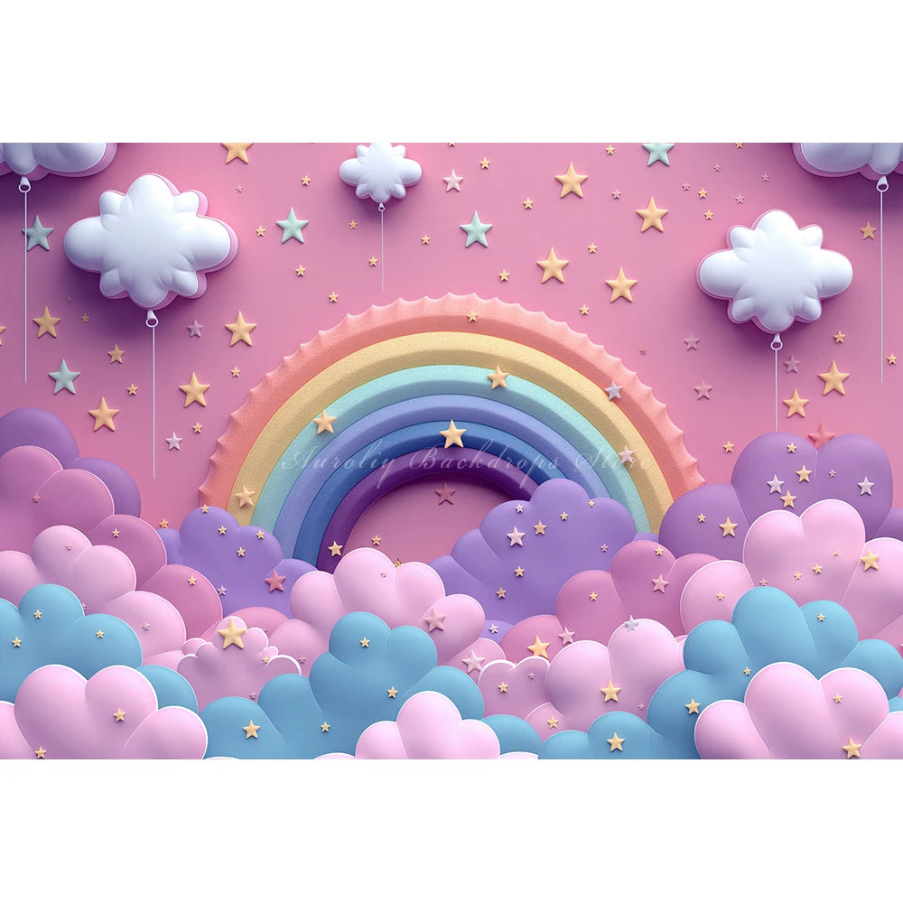 Pink Rainbow Balloons Photography Backdrop Kids Baby Cake Smash Photocall Decors Child Girls Adult Photo Shoot Studio Background