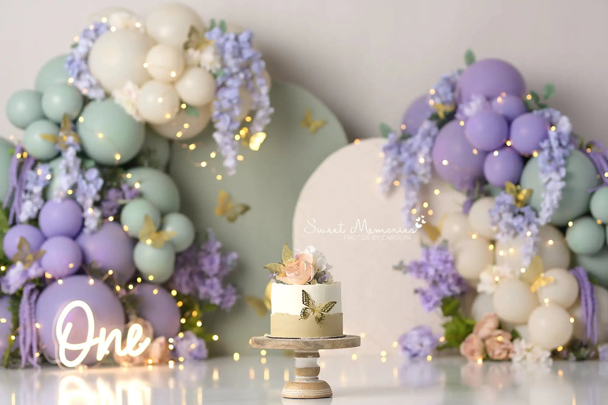 Spring Green  Purple Floral Butterfly Garden Backdrops Kids Baby Photocall Child Photography Cake Smash Balloons Backgrouds