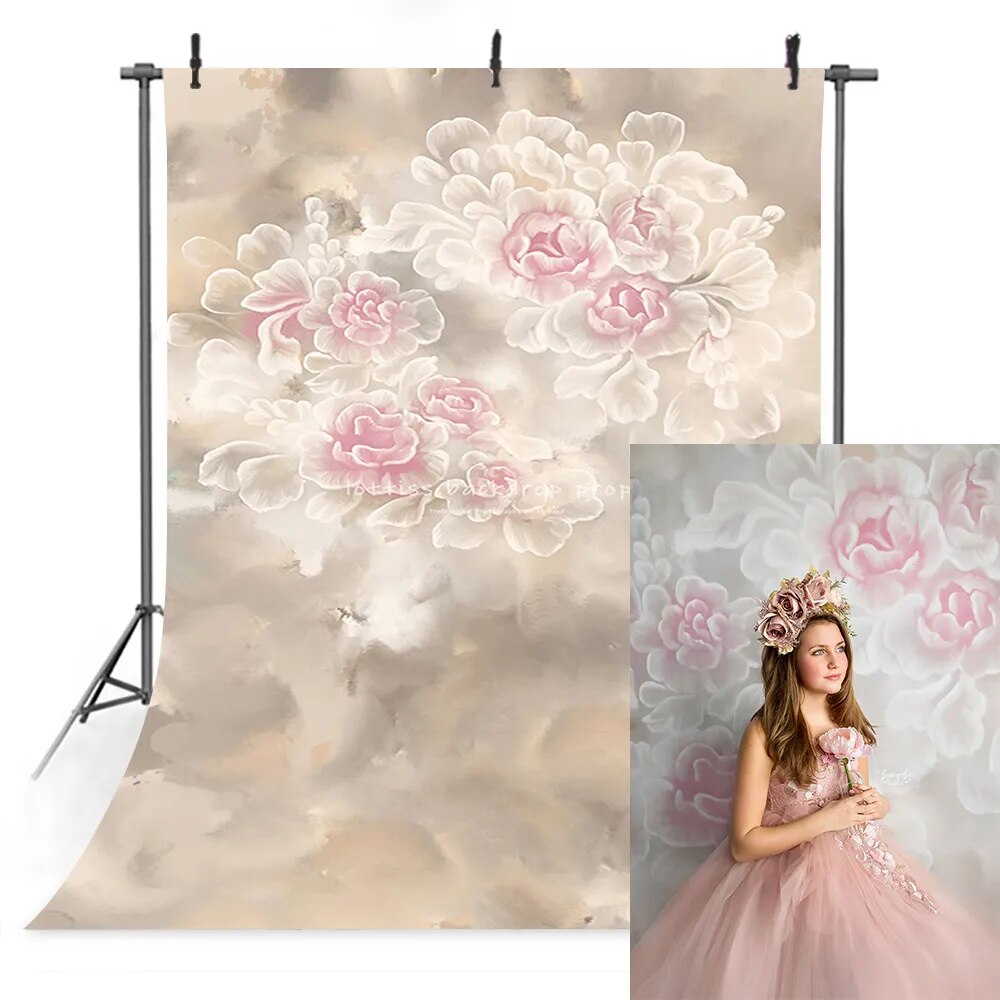 Hand Painting Art Flower Photography Backdrops Adult Photocall Props Child Baby Birthday Photo Yellow Floral Garden Background