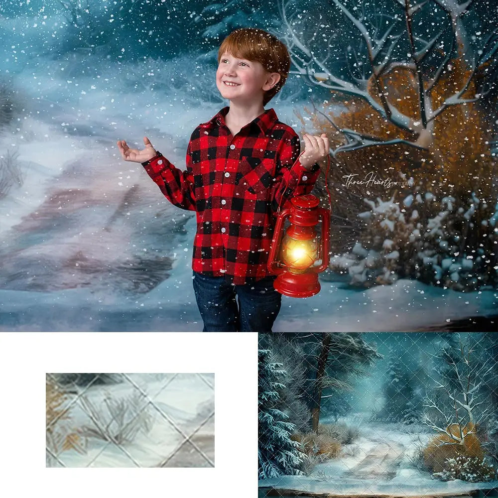 North Pole Fishing Hole Trail Backdrop Kids Baby Cake Smash Photography Props Child Adult Birthday Studio Backgrounds