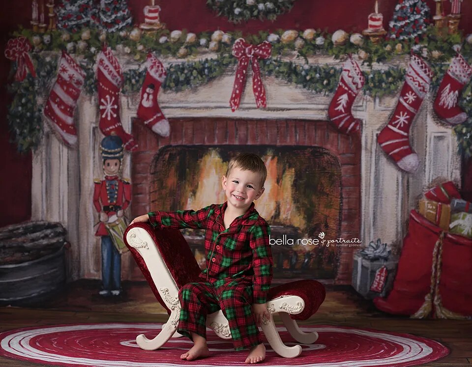 Christmas Fireplace Backdrops Kids Adult Photography Child Baby Cake Smash Birthday Xmas Santa Winter Festival Background