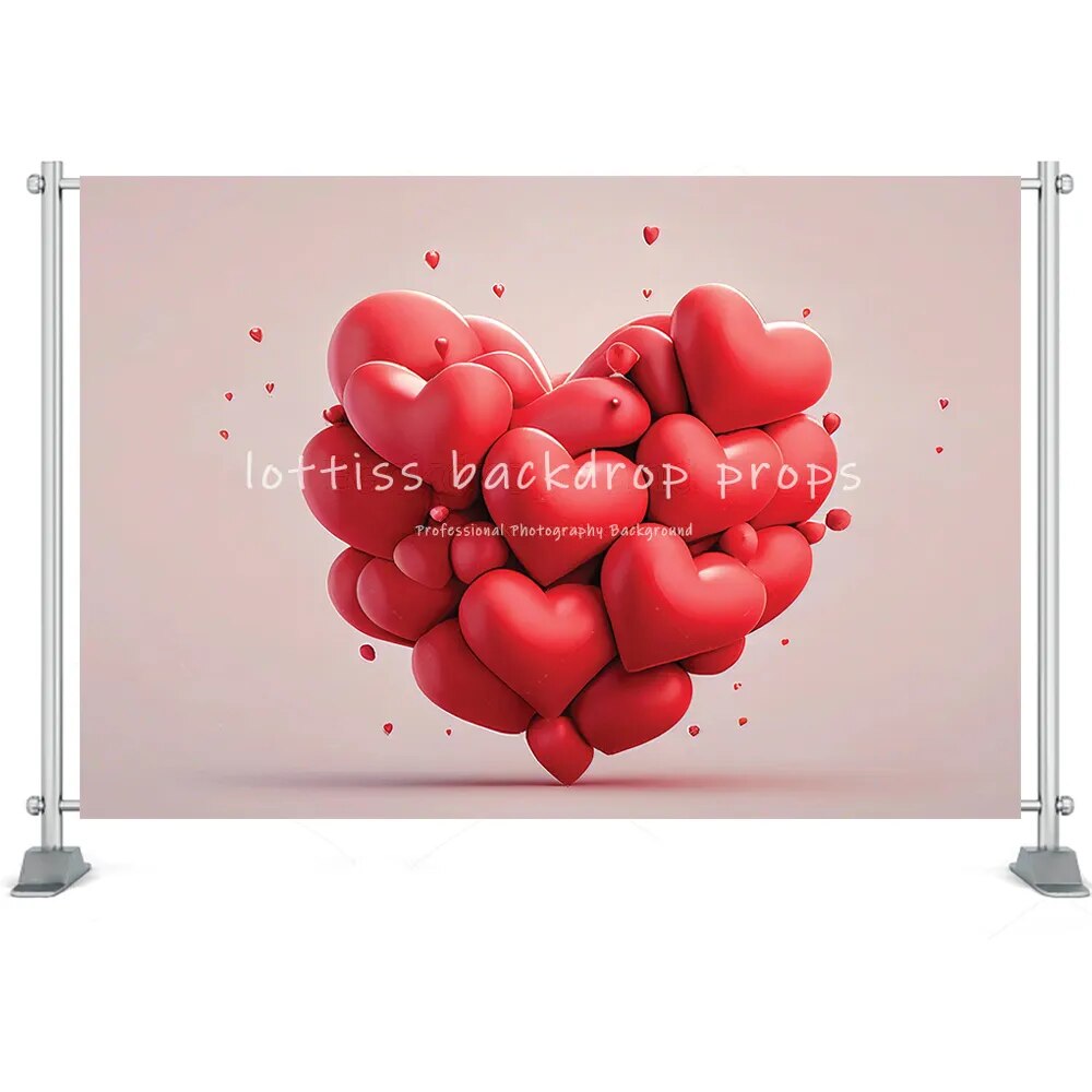 Red Rose Valentine's Day Background Brick Wall Toy Shop Decor Floral Balloons Love Anniversary Party Photography Backdrop