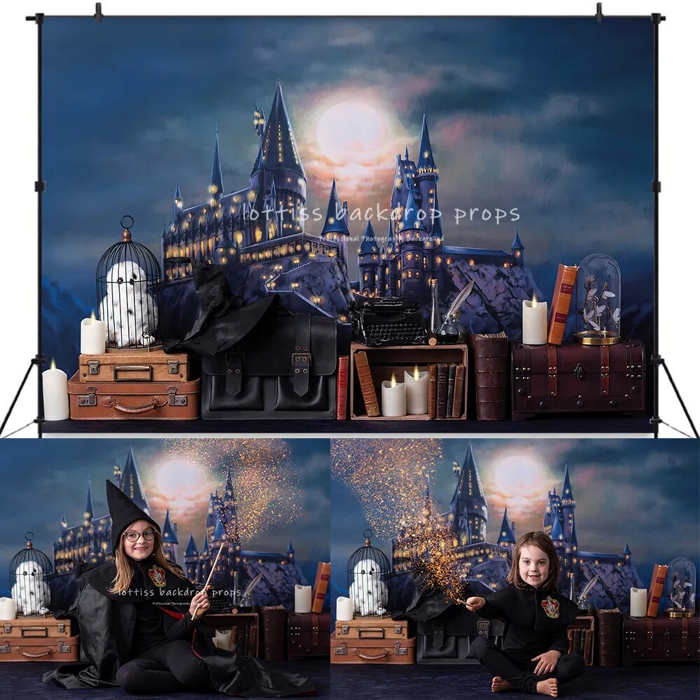 Wizard School Photography Backdrops Academy Castle Vallege Magic Principal Office Kids Cake Smash Birthday Photo Background