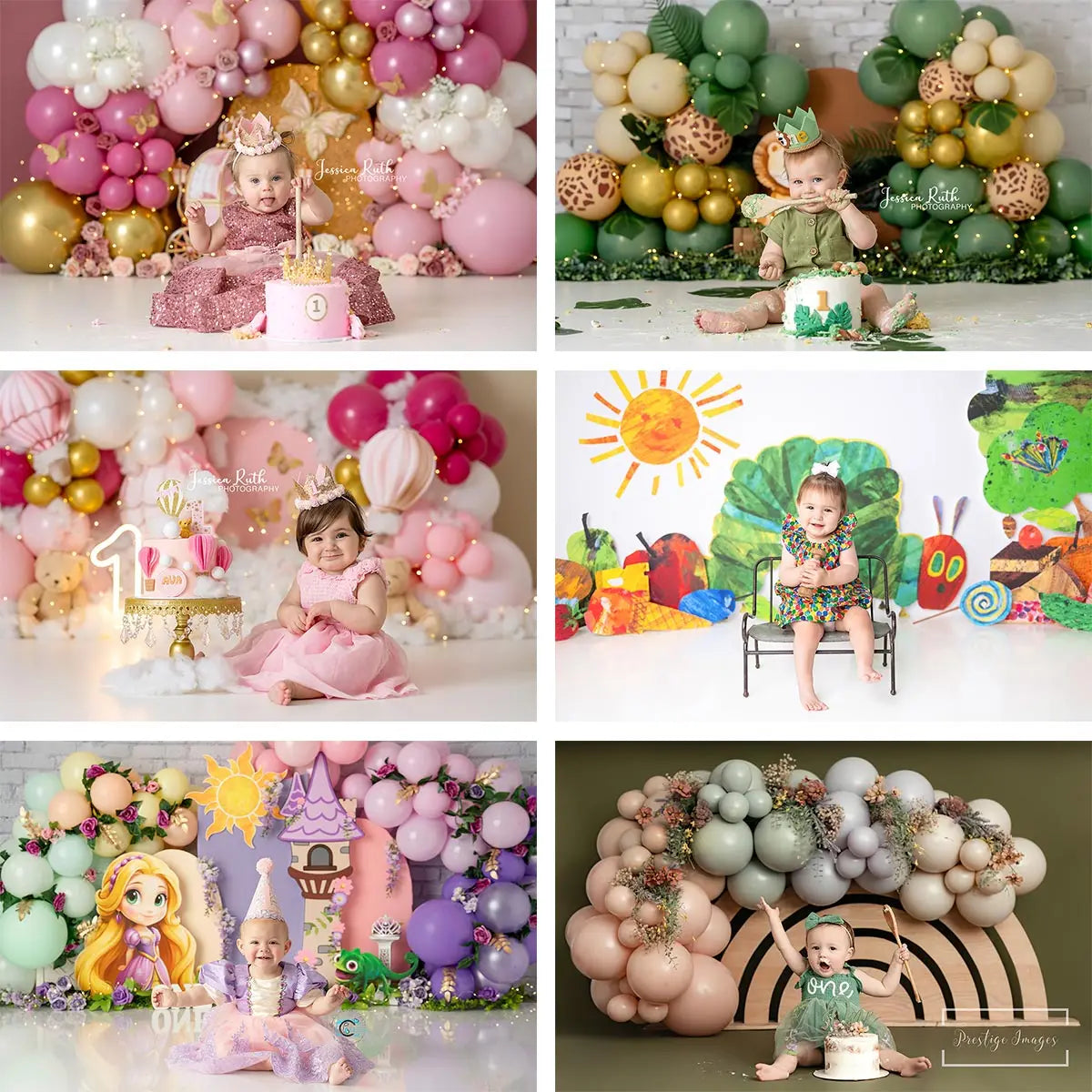 Balloon Garland Backdrop Wild Animals Kids Baby Cake Smash Photography Props Child Adult Birthday Photo Shoot Backgrounds