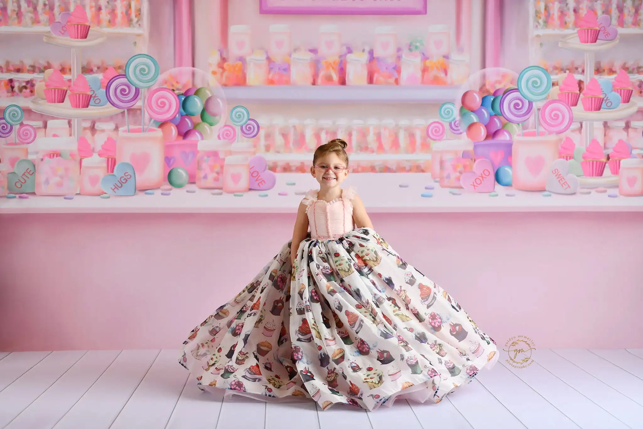 Little Sweet Shop Valentine’s Day Backdrops Kids Girl Photocall Decor Child Adult Photocall Pink Store Valentine Background