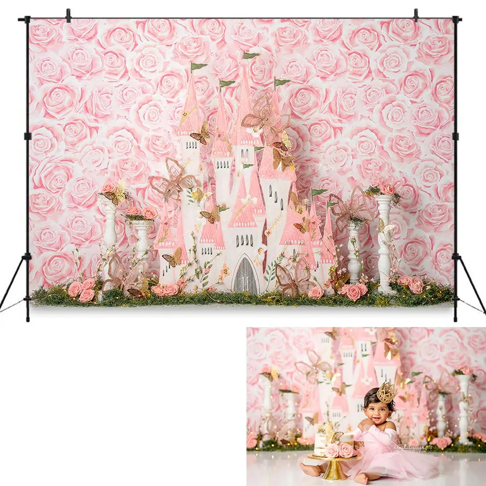 Pretty In Pink Backdrop Kids Baby Cake Smash Photography Props Balloon Floral Child Girls Adult Birthday Studio Backgrounds