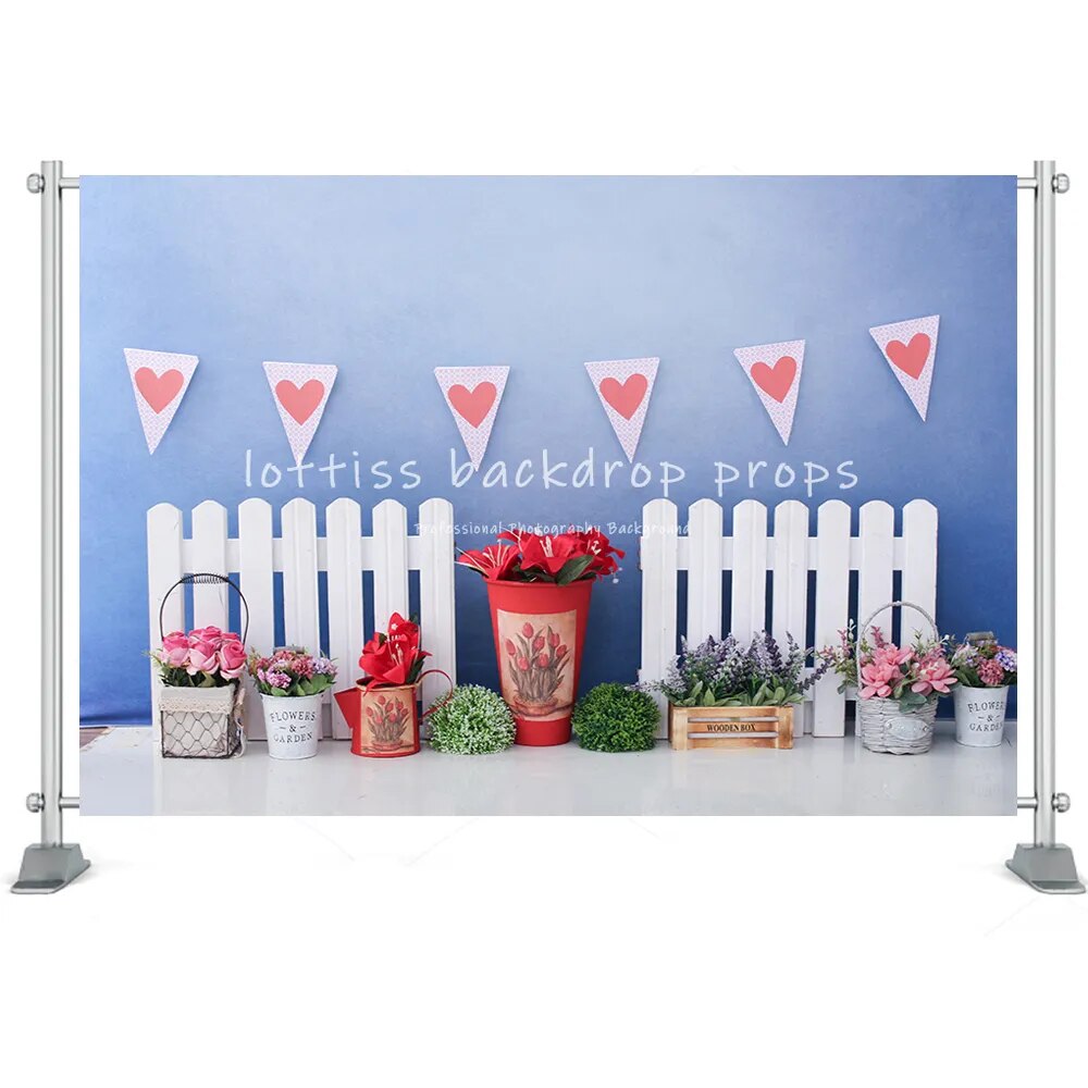 Valentine's Day Photography Backdrop Cake Smash Romantic Scenes Wedding Background Floral Red Rose Heart Love Photocall Banner