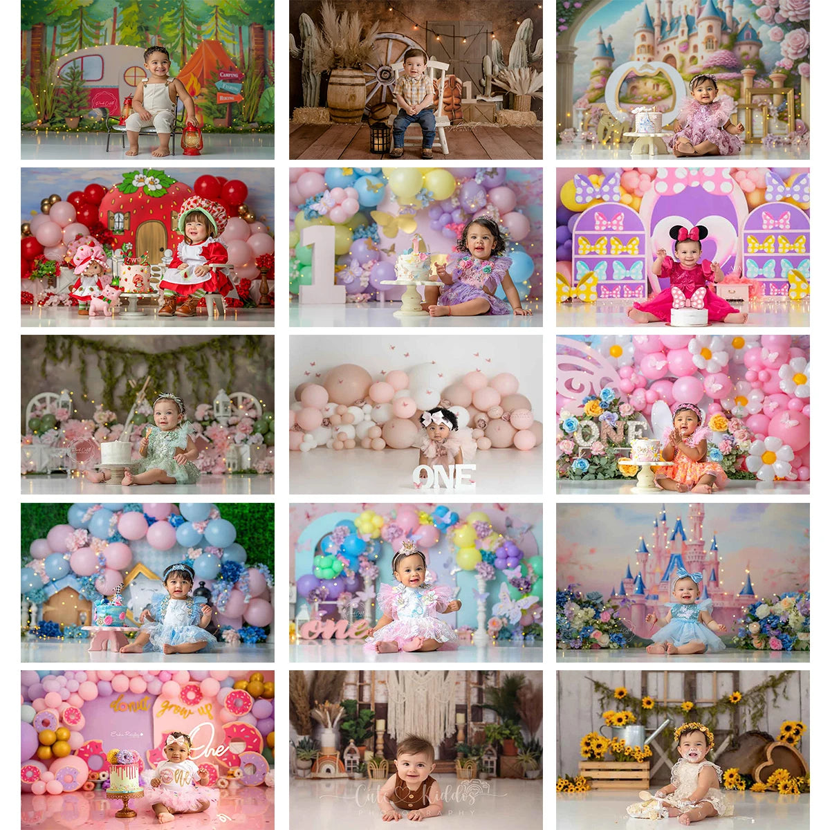 Floral Balloon Arch Photography Backdrop Kids Baby Birthday Party Decors Butterfly Castle Child Girl Cake Smash Photo Background