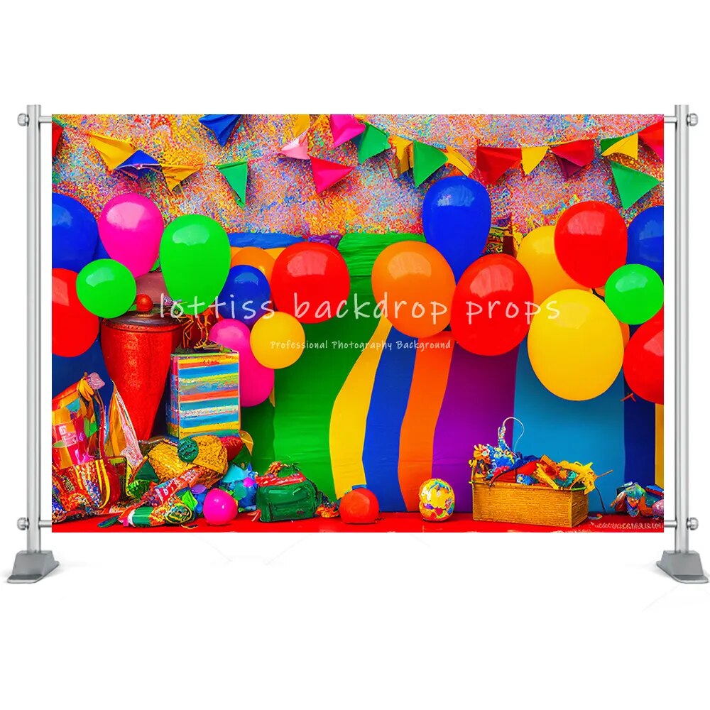 Circus Photography Background 3D Painting Ferris Wheel Neon Lights Backdrop Decor Props Child Birthday Baby Shower Photo Studio