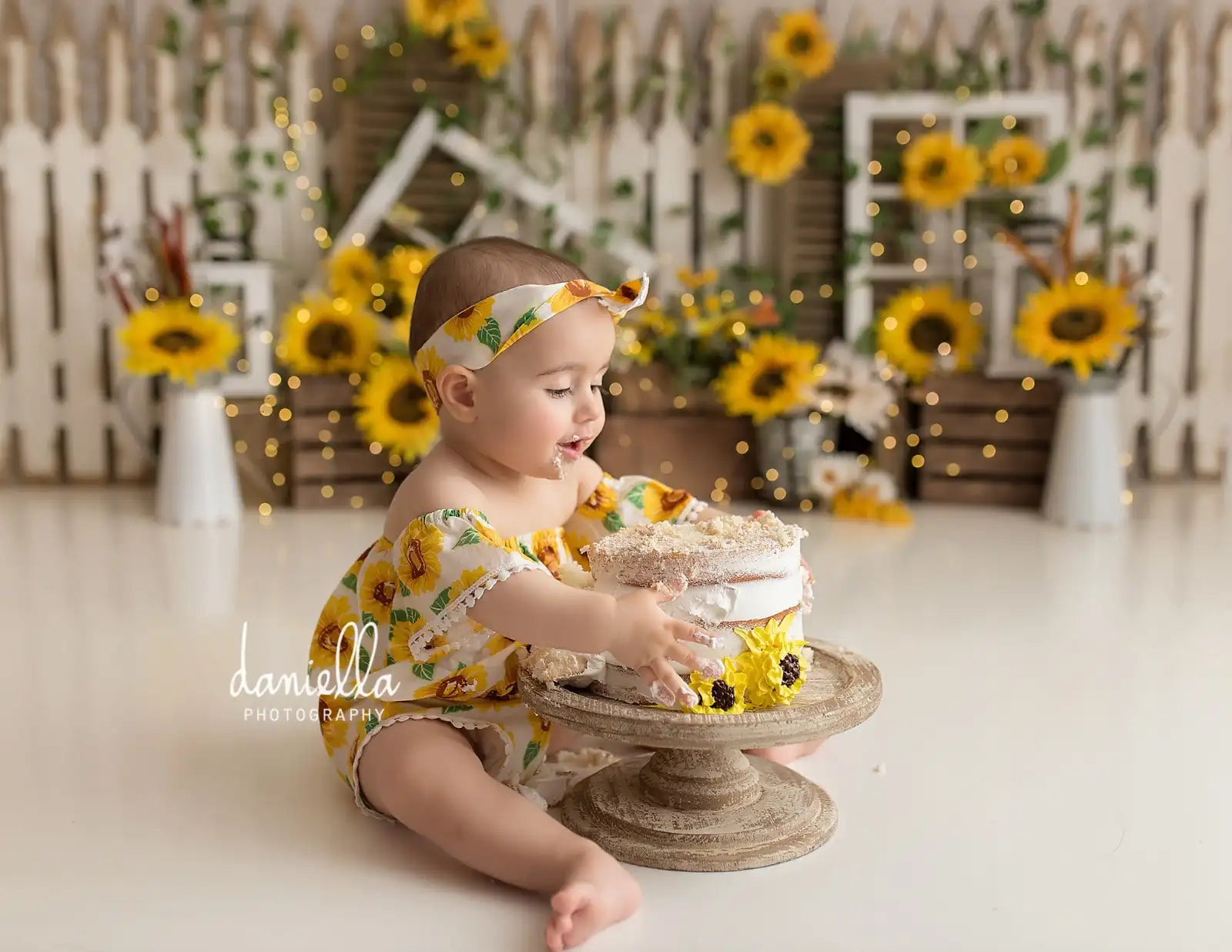 Spring Sunflower Farm Backdrops Kids Baby Photography Child Boy Cake Smash Photocall Decors Garden Floral Backgrounds