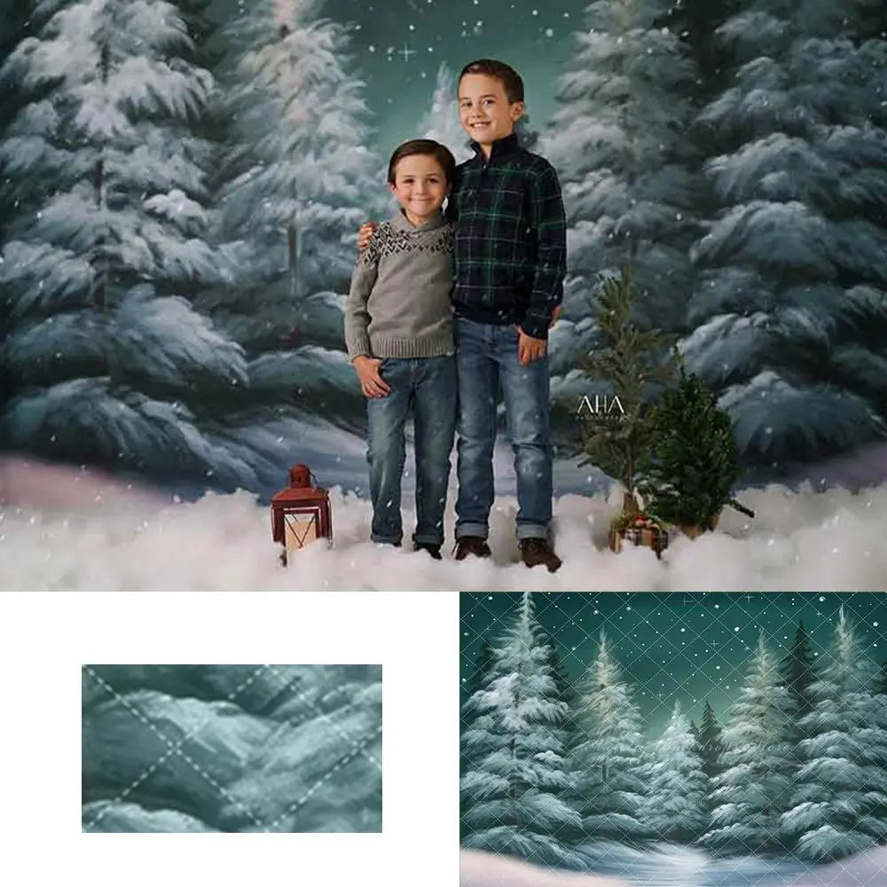 Snowy Spruce Forest Backdrop Christmas Winter Child Baby Birthday Cake Smash Photography Decor Studio Photocall Props