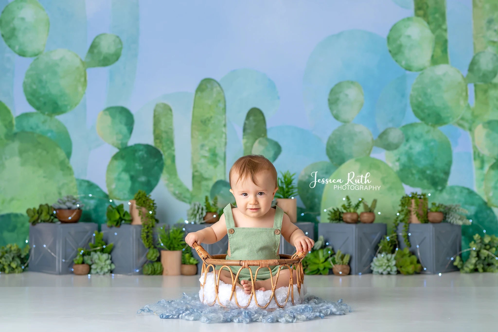 Succulent Garden Photography Backdrop Kids Baby Cake Smash Photocall Decors Green Cactus Child Girls Adult Studio Backgrounds