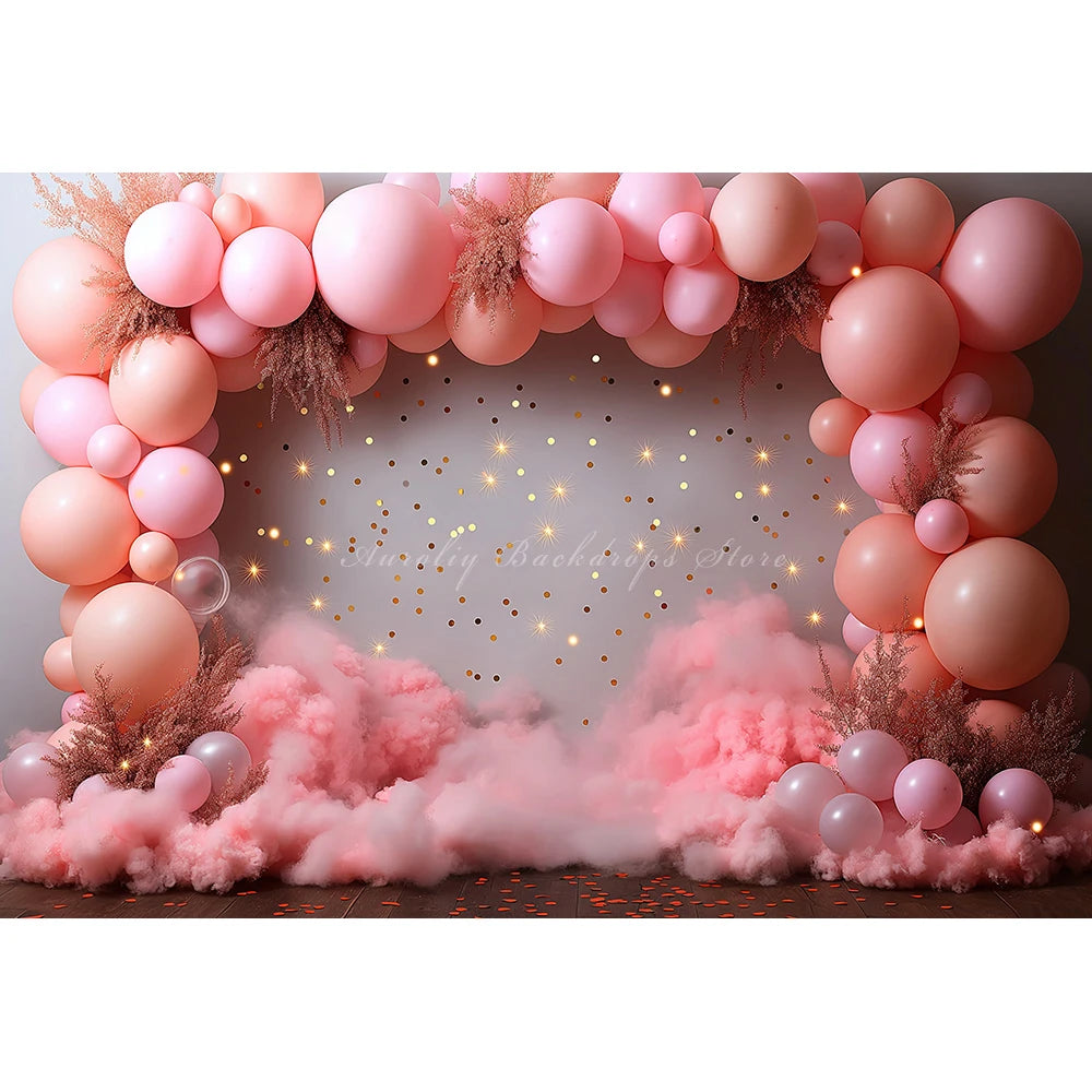 Pink Rainbow Balloons Photography Backdrop Kids Baby Cake Smash Photocall Decors Child Girls Adult Photo Shoot Studio Background