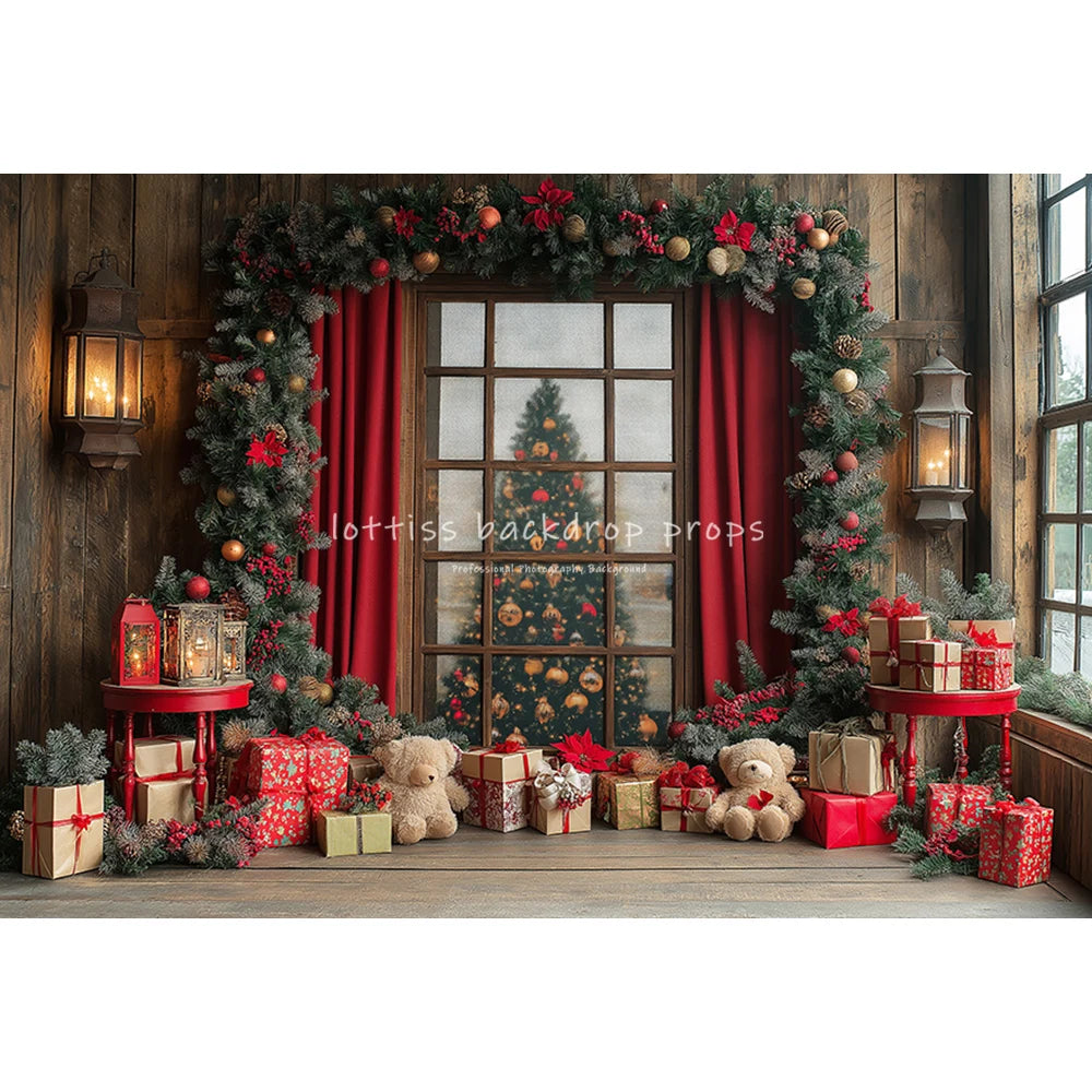 Christmas Trees Room Backdrops Kids Family Photography Child Adult Photocall Winter Fireplace Retro Cottage Backgrounds