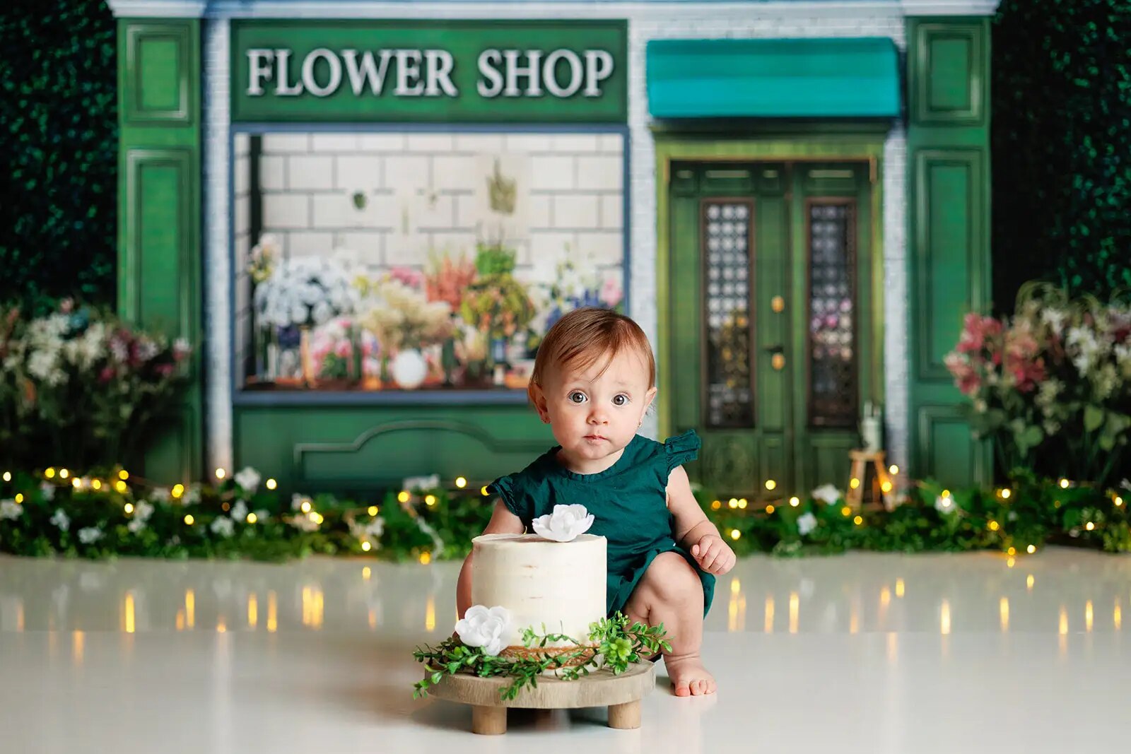 Green Thumb Flower Shop Backdrop Kids Baby Cake Smash Photography Props Child Adult Photocall Props Spring Floral Background