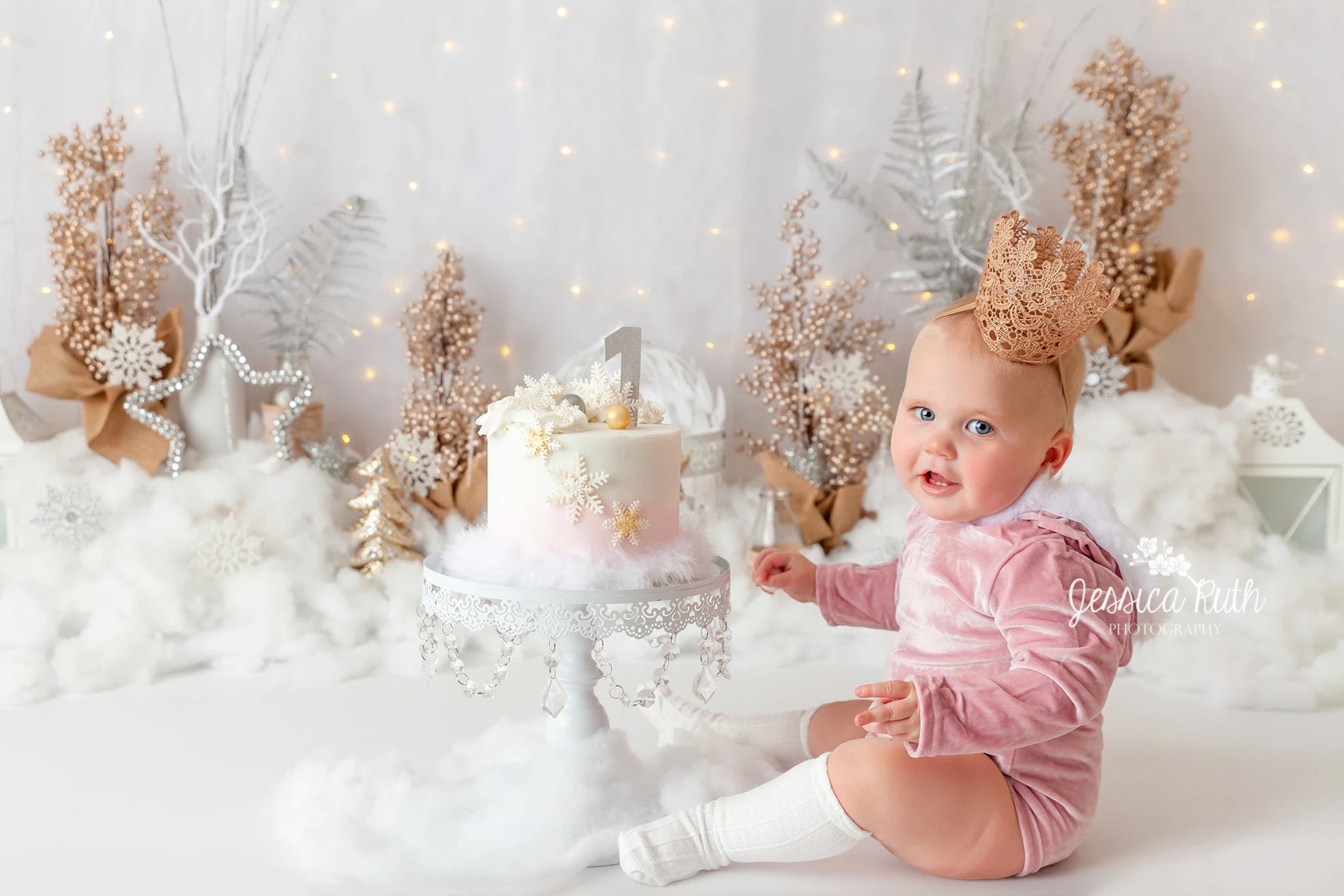 Sparkle Gold Winter Backdrop Kids Baby Cake Smash Photography Props Child Girls Adult Birthday Studio Backgrounds