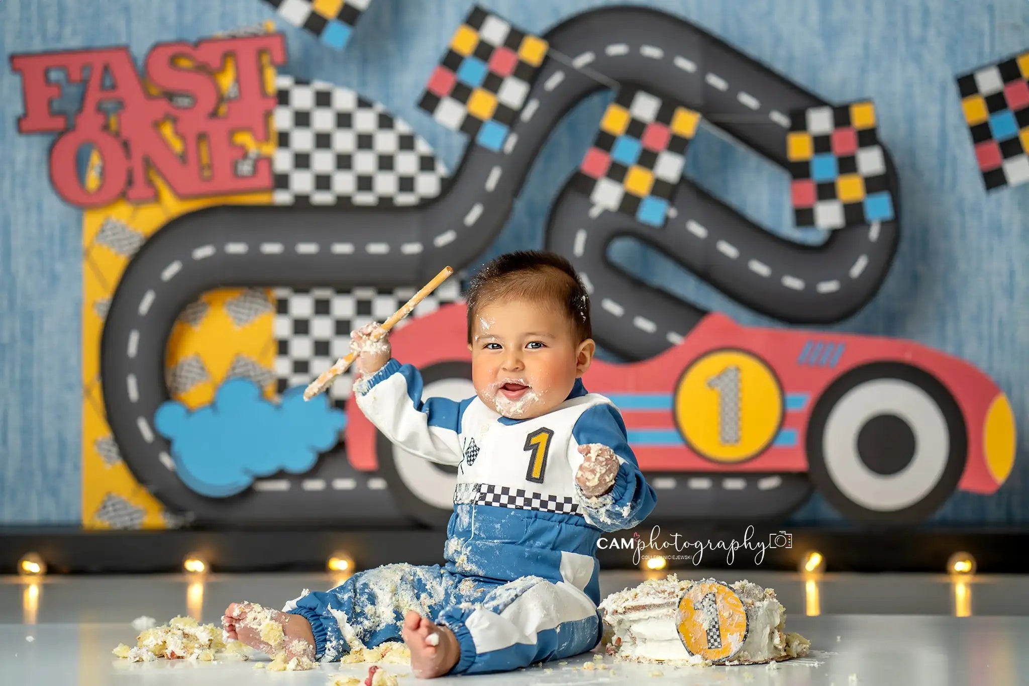 Little Racer Boys Birthday Backdrop Kids Baby Cake Smash Photography Props Child Adult Photo Shoot Backgrounds