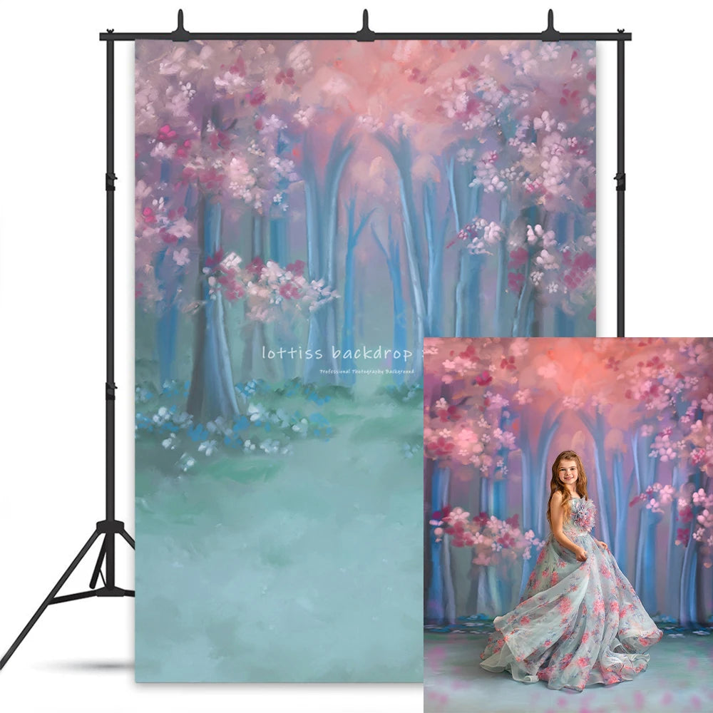 Spring Castle Backdrops Kids Baby Photography Props Child Adult Birthday  Photocall Decors Pink Floral Garden Gate Backgrounds