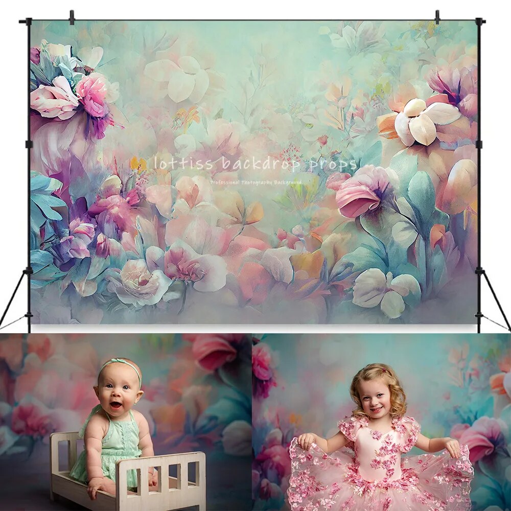 Watercolor Flower Backdrops Portrait Photography Girls Pregnant Woman Baby Pink Art Floral Background Adult Photostudio