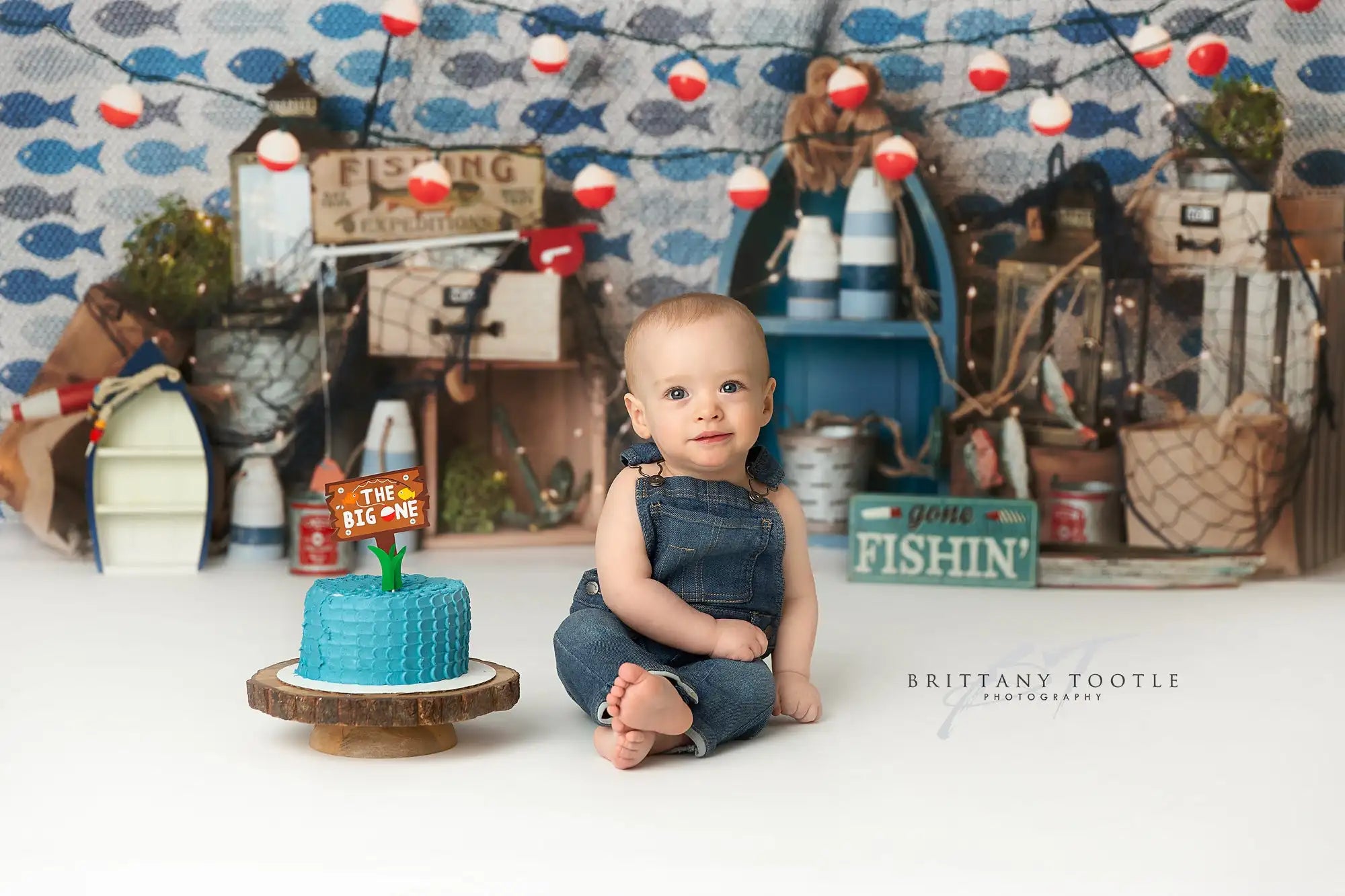 Fish Blue Ocean Backdrops Kids Child Birthday Cake Smash Photocall Decors Adult Baby Photography Ship Captain Backgrounds