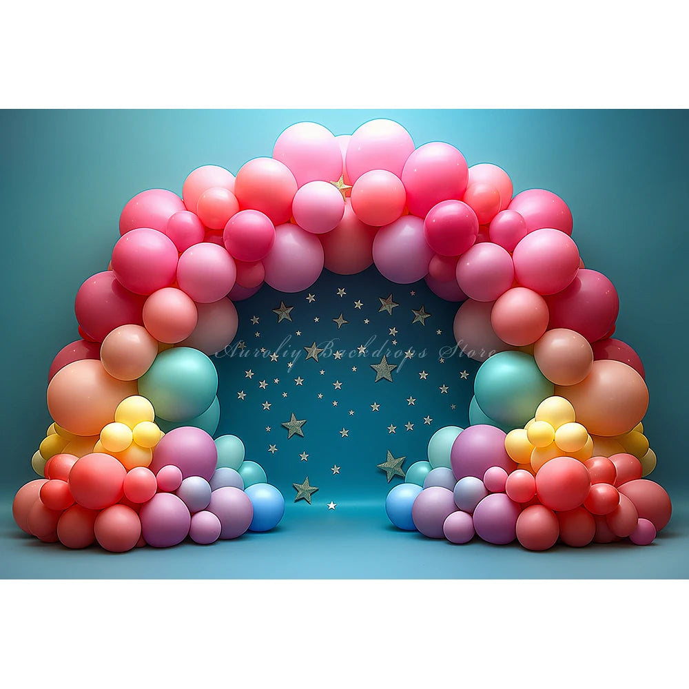 Pink Rainbow Balloons Photography Backdrop Kids Baby Cake Smash Photocall Decors Child Girls Adult Photo Shoot Studio Background