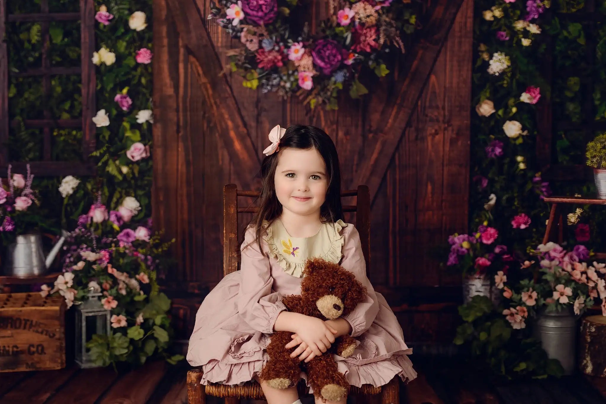 Spring Floral Garden Backdrops Kids Baby Photography Props Child Girl Birthday Cake Smash Photocall Bunny Flower Photo Backdrops