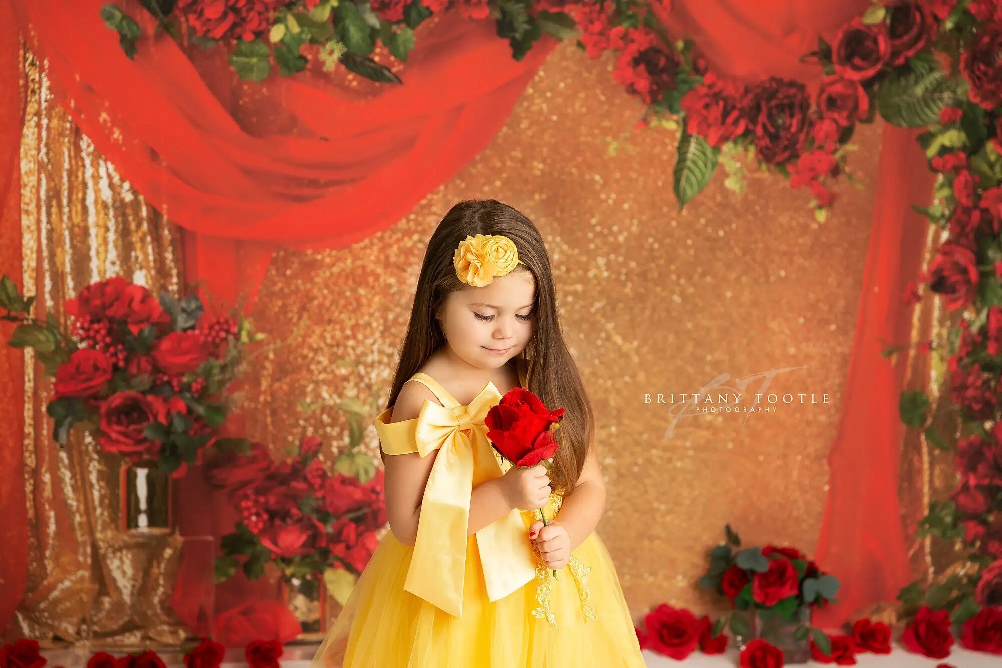 Coming Up Roses Curtain Backdrrops Kids Girl Photography Props Child Baby Birthday Cake Smash Valentine Floral Background