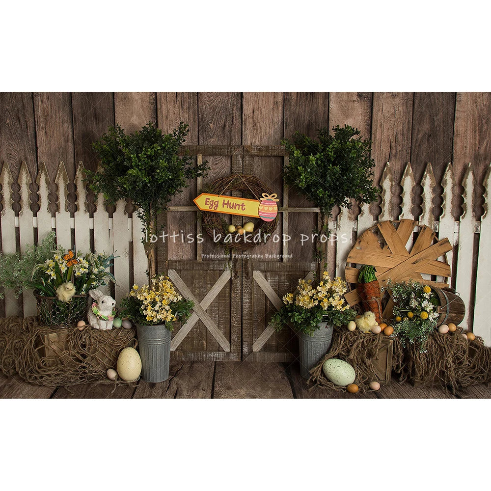 Barnwood Spring Easter Backdrops Kids Girl Photography Props Child Photocall Wooden Wall Eggs Festival Backgrounds