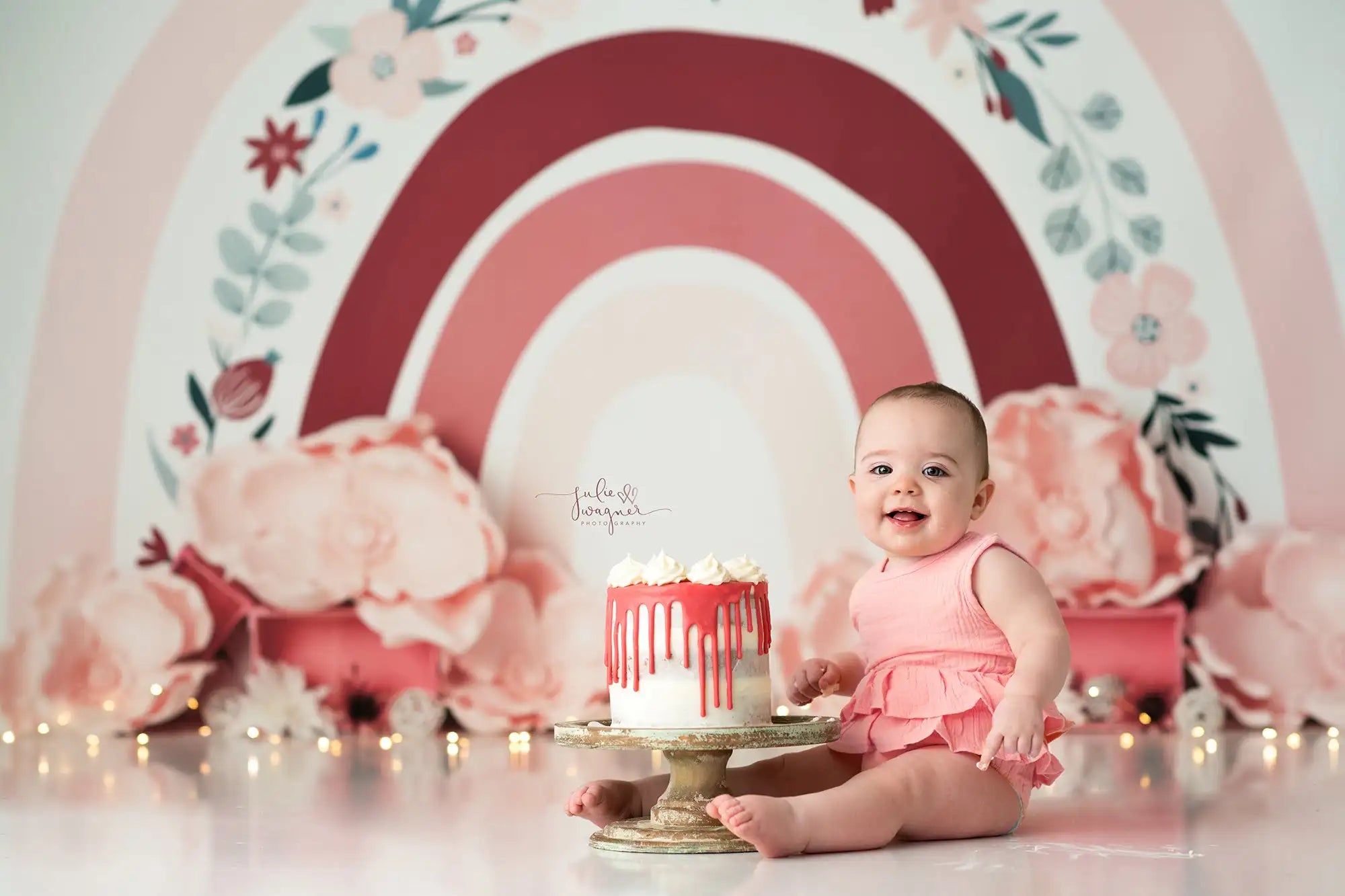 Pink Boho Rainbow Backdrop Kids Baby Cake Smash Photography Props Child Girls Adult Studio Backgrounds