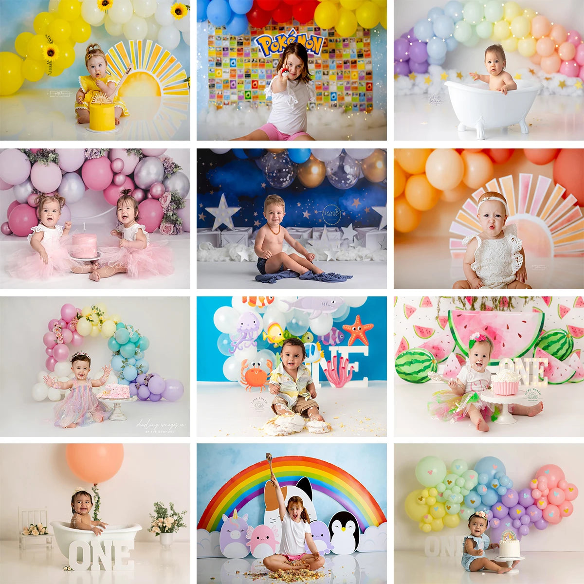 Sunshine Rainbow Photography Backdrop Kids Baby Cake Smash Photocall Decors Fruit Boho Floral Child Adult Birthday Backgrounds