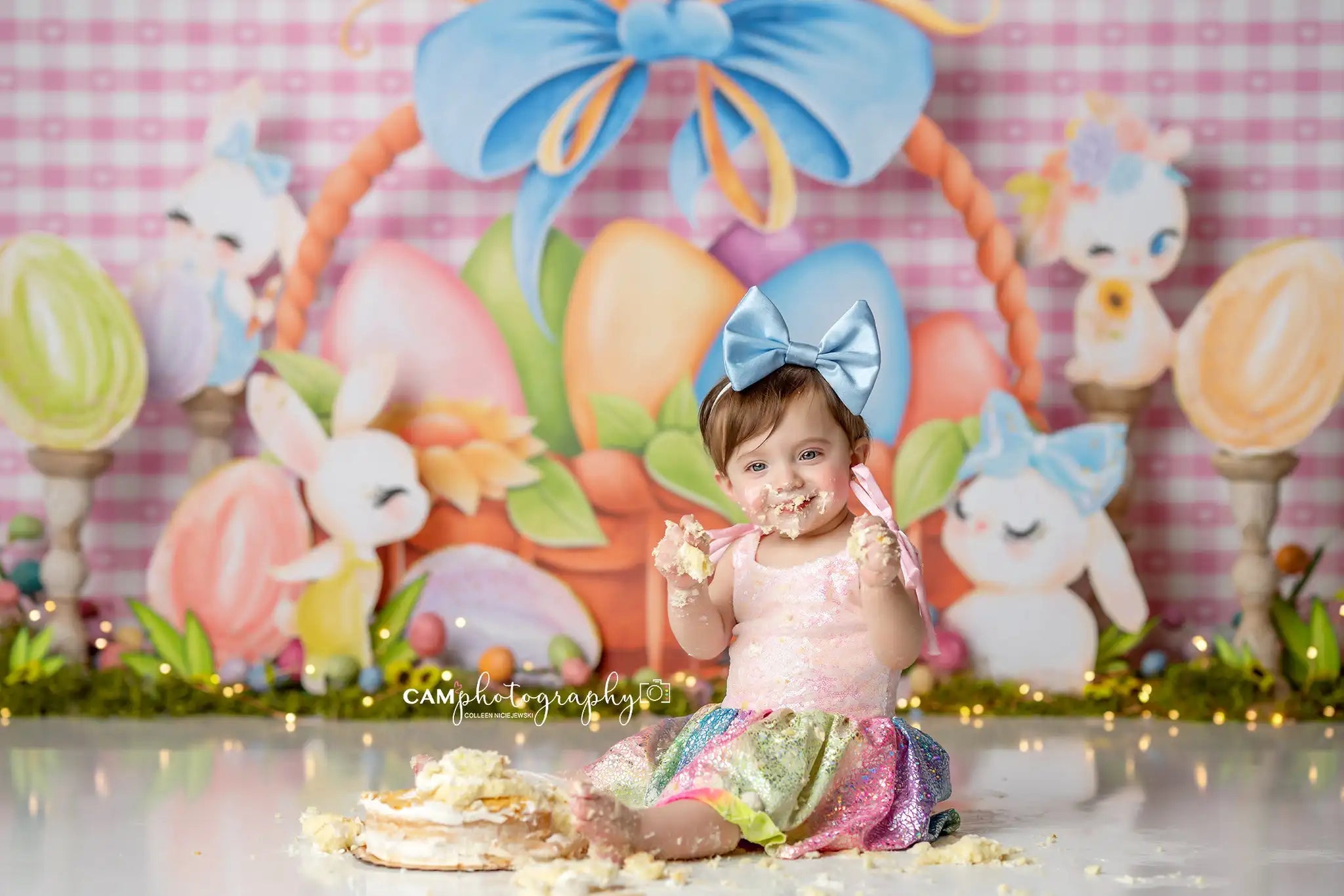 Easter Pretty Bunny Basket Backdrops Kids Baby Photography Child Baby Photocall Decors Spring Garden Photocall Backgrounds