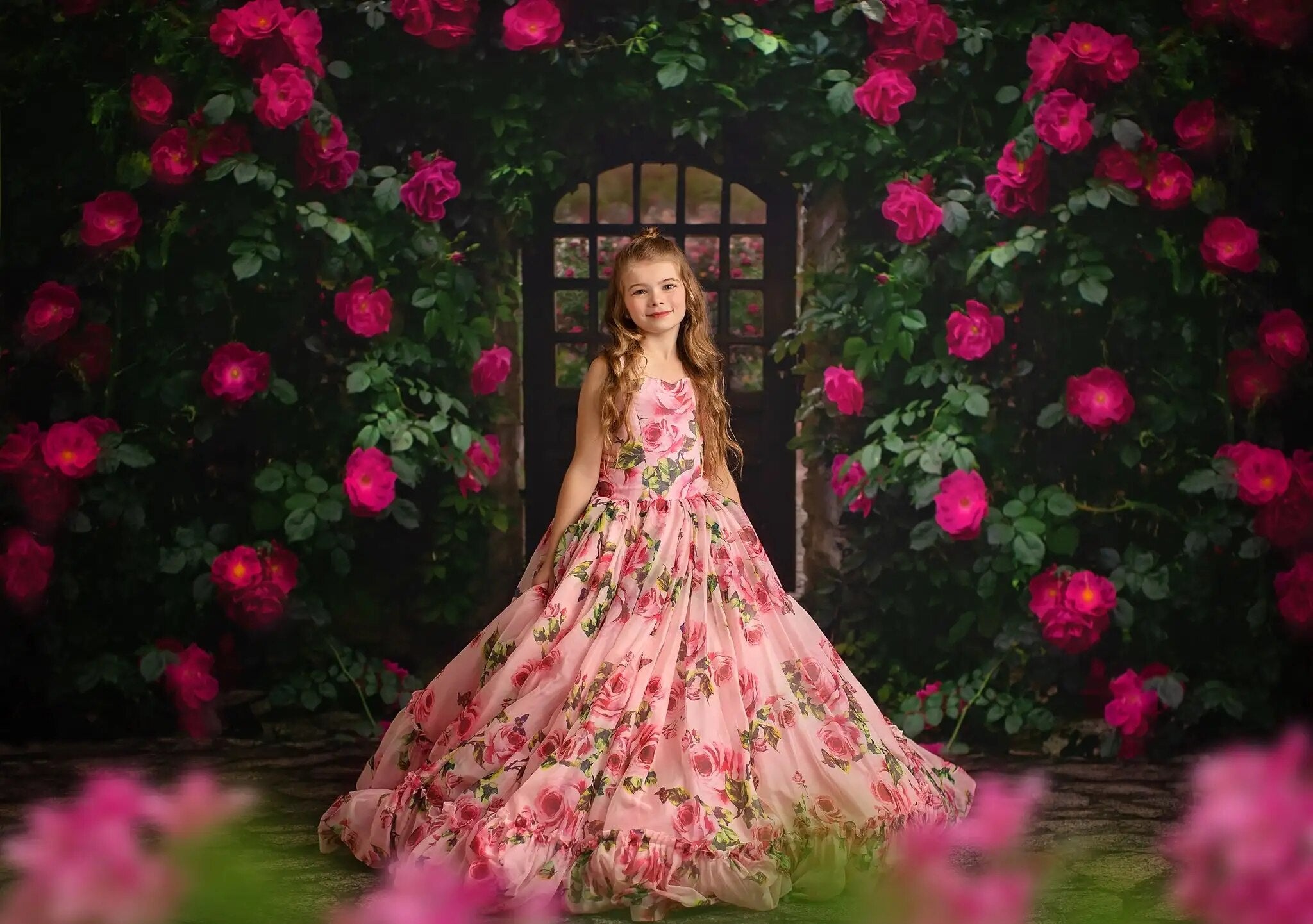 Pink Rose Garden Background Kids Baby Photography Props Child Adult Photocall Decors Valentine Spring Floral Background