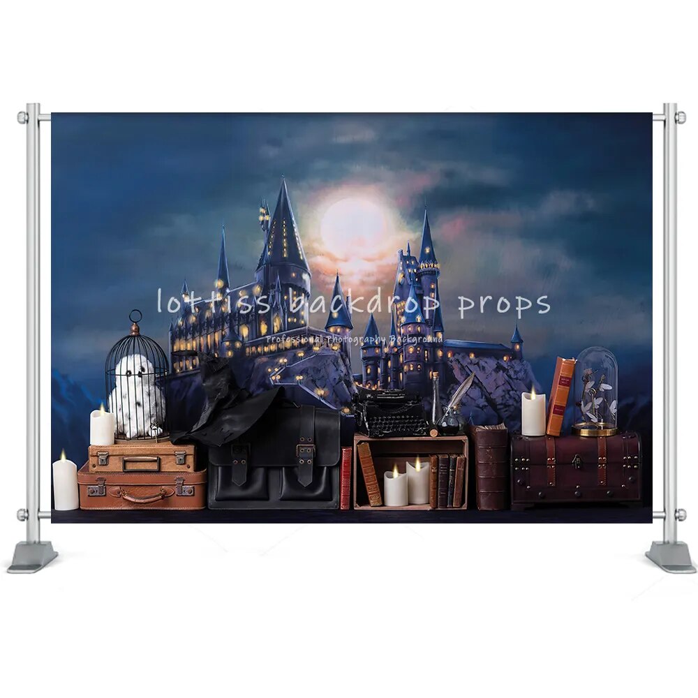 Wizard School Theme Photography Backdrop Magic Academy Castle Vallege Principal Office Kids Cake Smash Birthday Photo Background