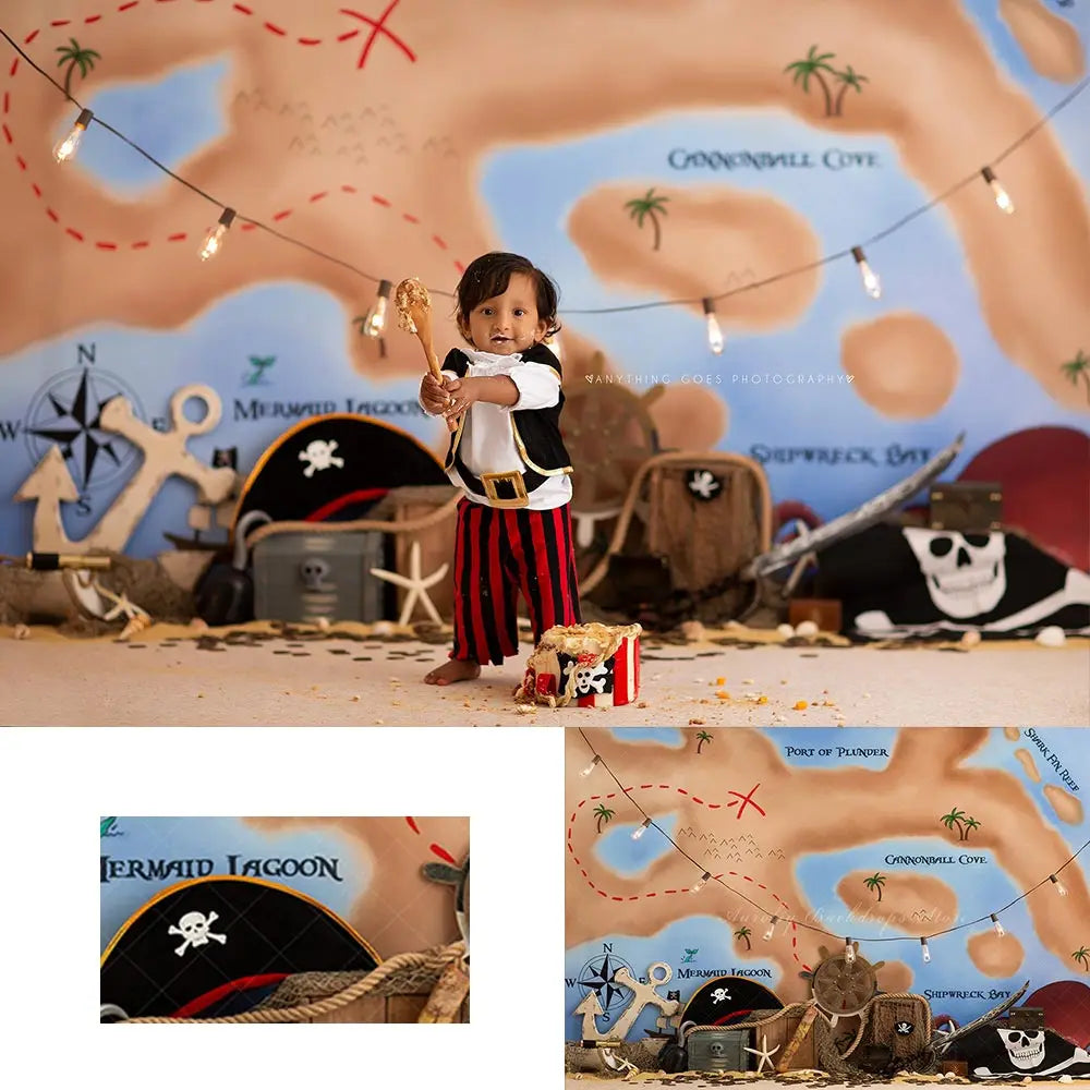 Adventure Backdrop Kids Baby Cake Smash Photography Props Pirate Map Child Boys Adult Birthday Party Backgrounds