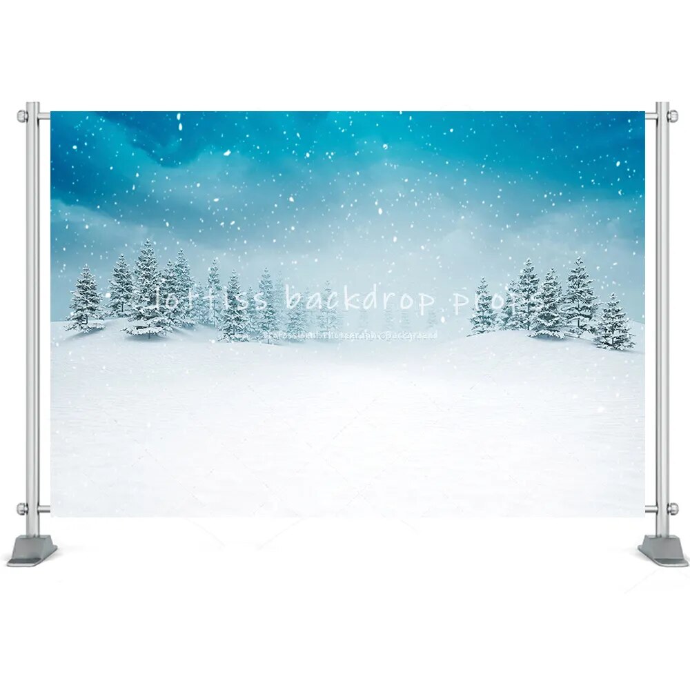 Winter Snowflake Photography Backdrop Wonderland Snow Forest Mountain Natural Landscape Festival Party House Decor Background