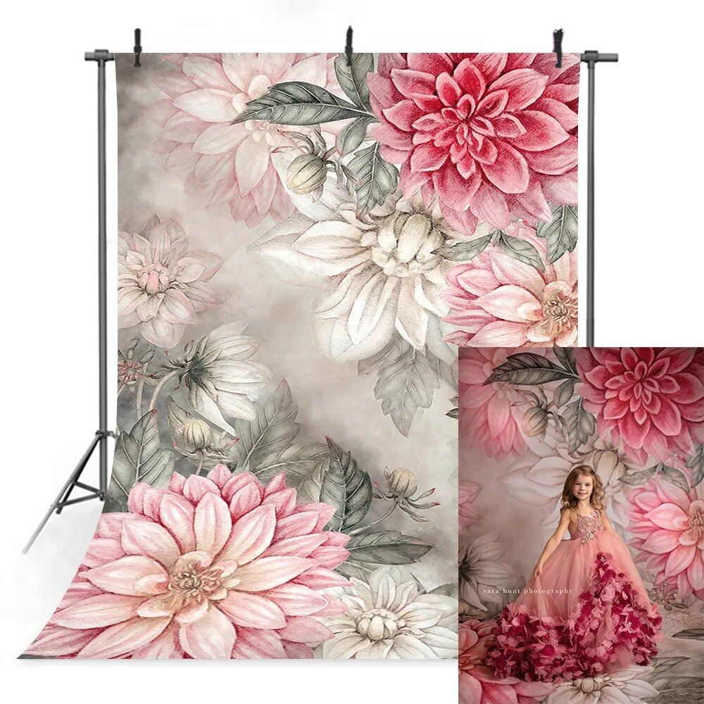 Aquarelle fleurs décors filles femme enceinte photographie artistique Portrait arrière-plan enfants nouveau-né Photo Studio accessoires 