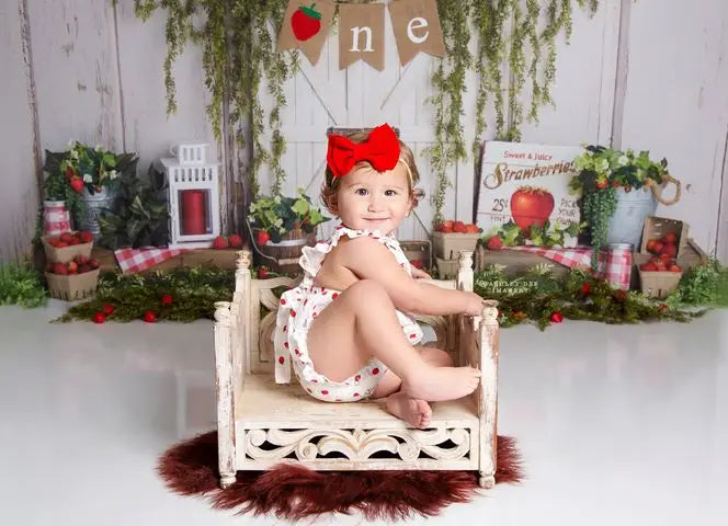 Strawberry Picking Backdrops Kids Baby Photography Child Birthday Cake Smash Garden Spring Fruits Photocall Backgrounds