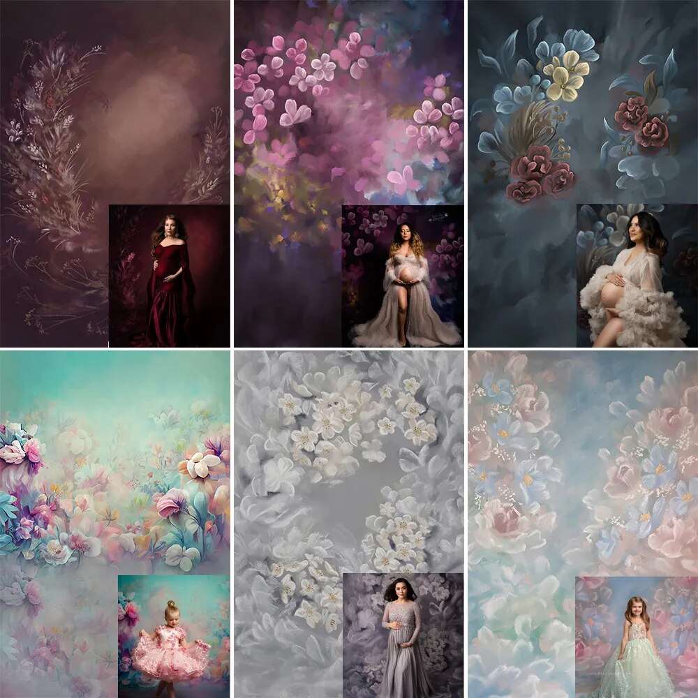 Art Floral Photography Backdrops Adult Portrait Child Photocall Hand Painted Flower Background Pregnant Kids Newborn Photostudio