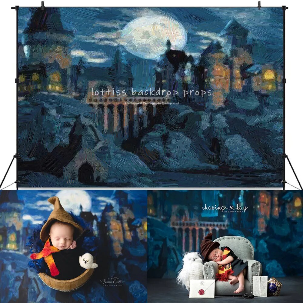 Wizard School Backdrops Kids Adult Photography Prop Birthday Party Banner Witch Wizards Shop Library Background Baby Photostudio