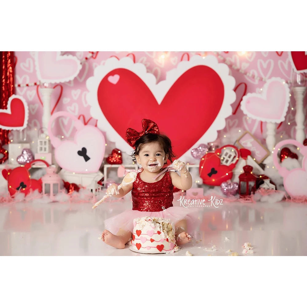 Valentine's Day Photography Backdrop Cloth Red Love Heart Wedding Baby Birthday Party Decor Backgrounds For Photo Studio Props